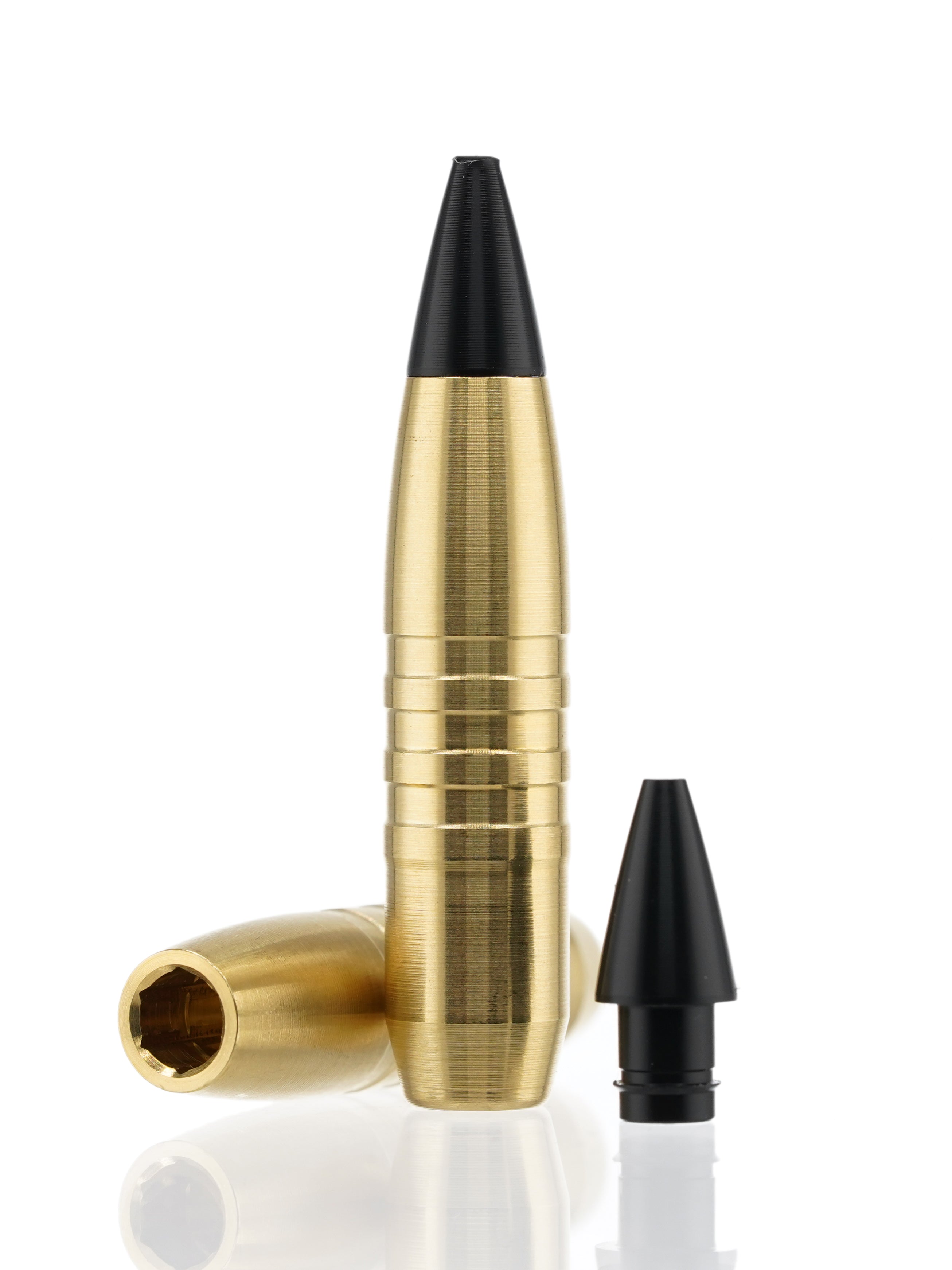 brass hollow point tipped rifle bullet