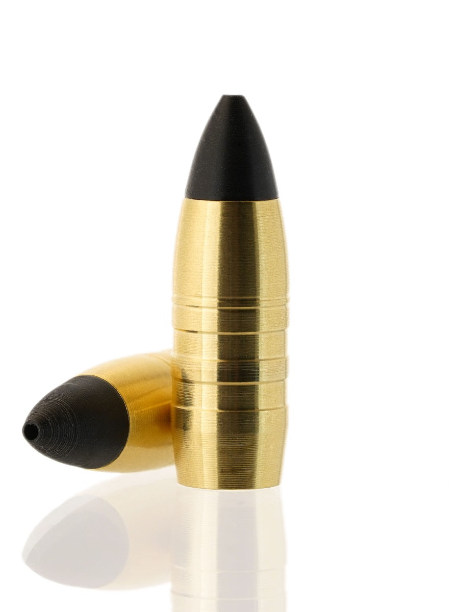 brass hollow point tipped rifle bullet