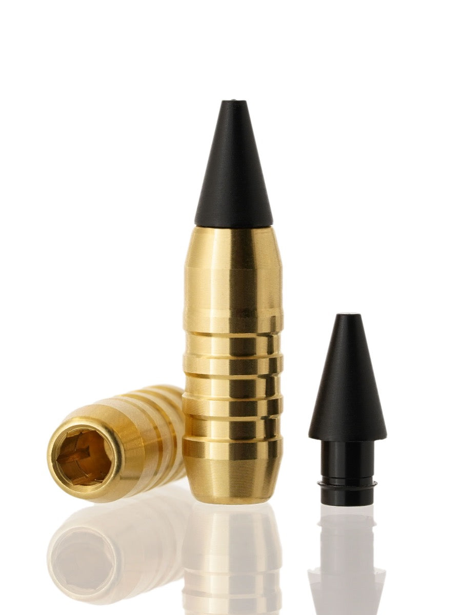 brass hollow point tipped rifle bullet