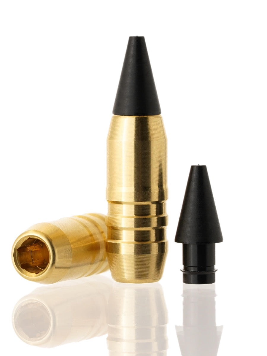 brass hollow point tipped rifle bullet