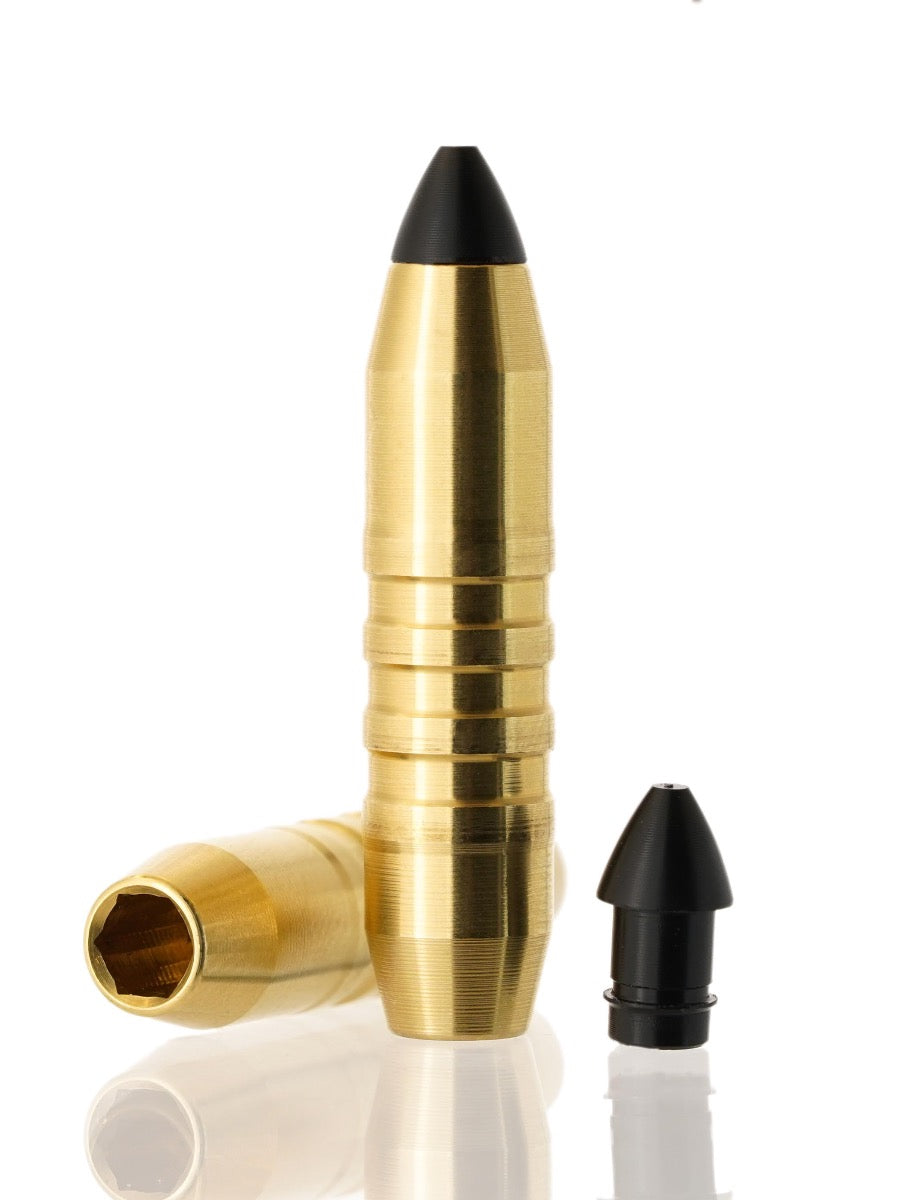 brass hollow point tipped rifle bullet