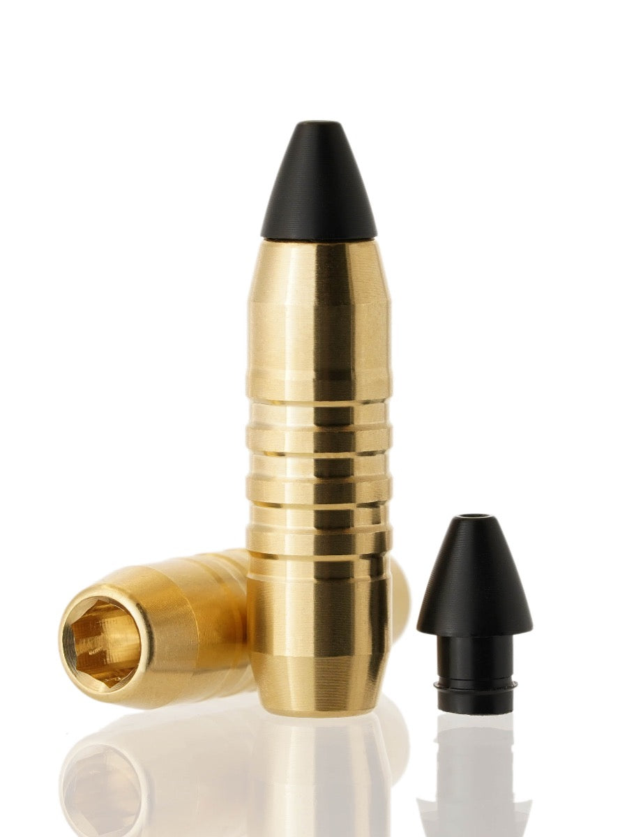 brass hollow point tipped rifle bullet