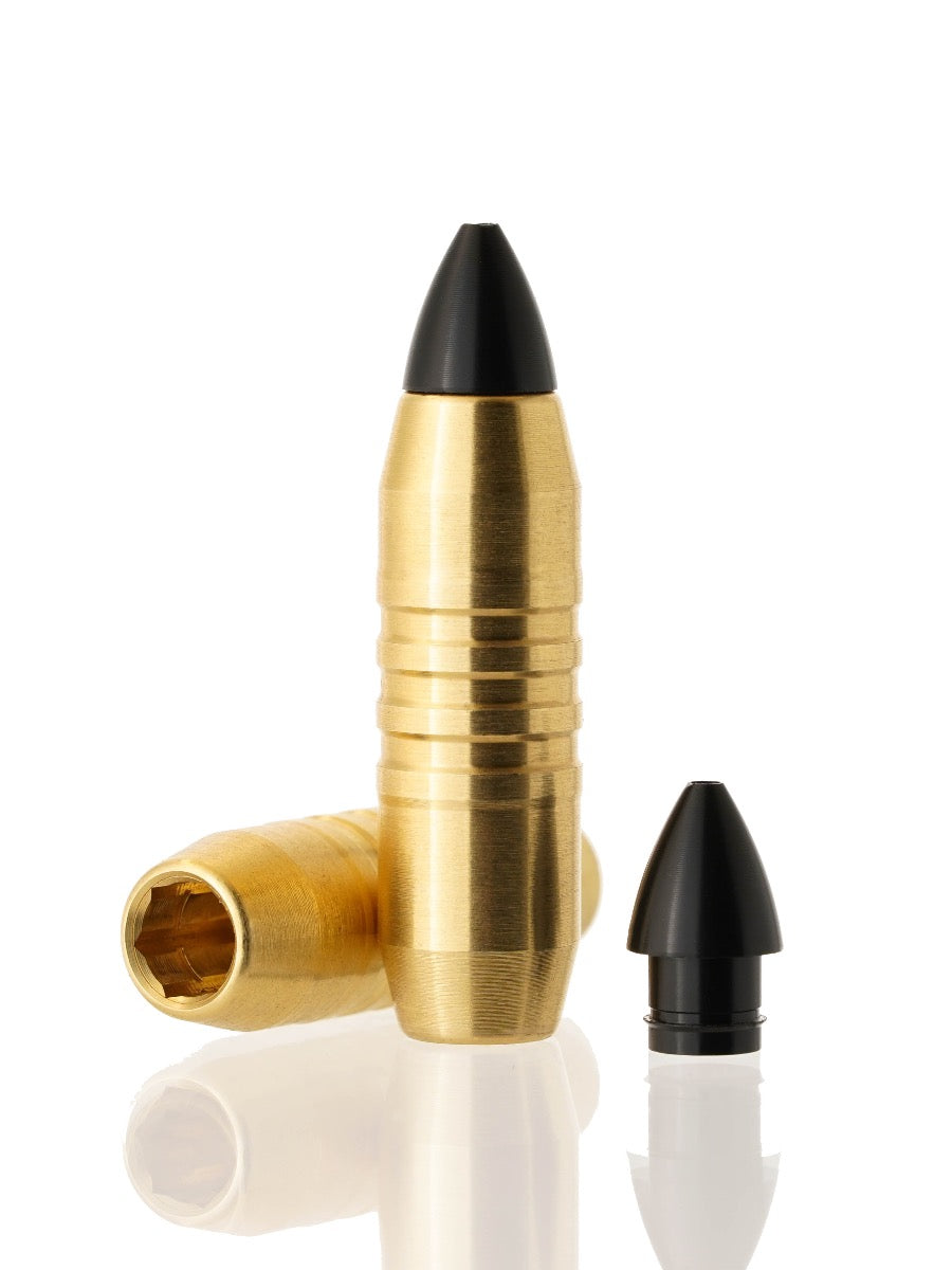 brass hollow point tipped rifle bullet