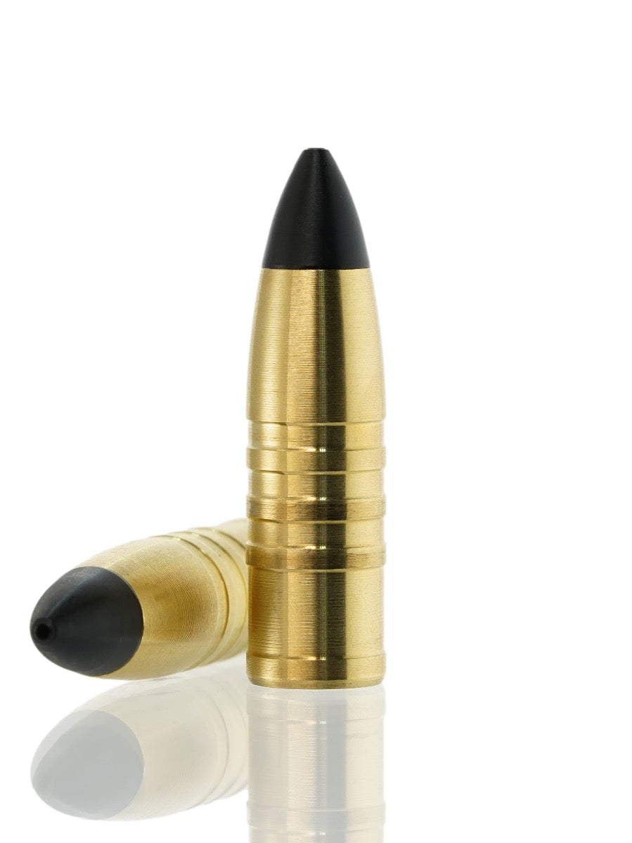 brass hollow point tipped rifle bullet