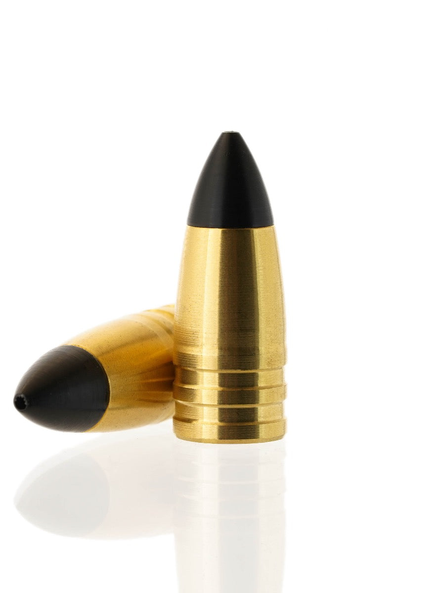 brass hollow point tipped rifle bullet