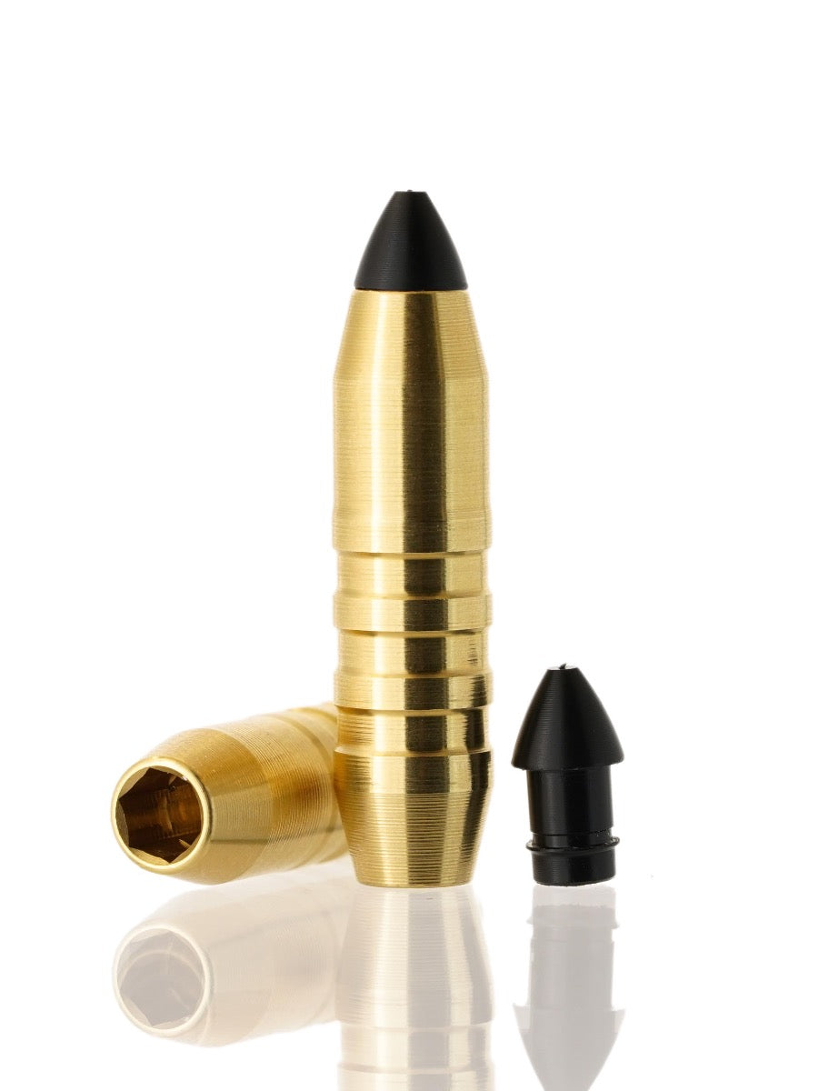 brass hollow point tipped rifle bullet