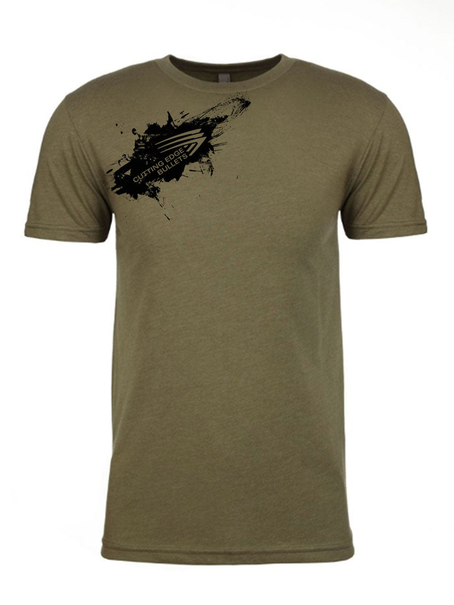 olive green t-shirt with CEB splatter logo on front and "Killing the competition and everything else" on back